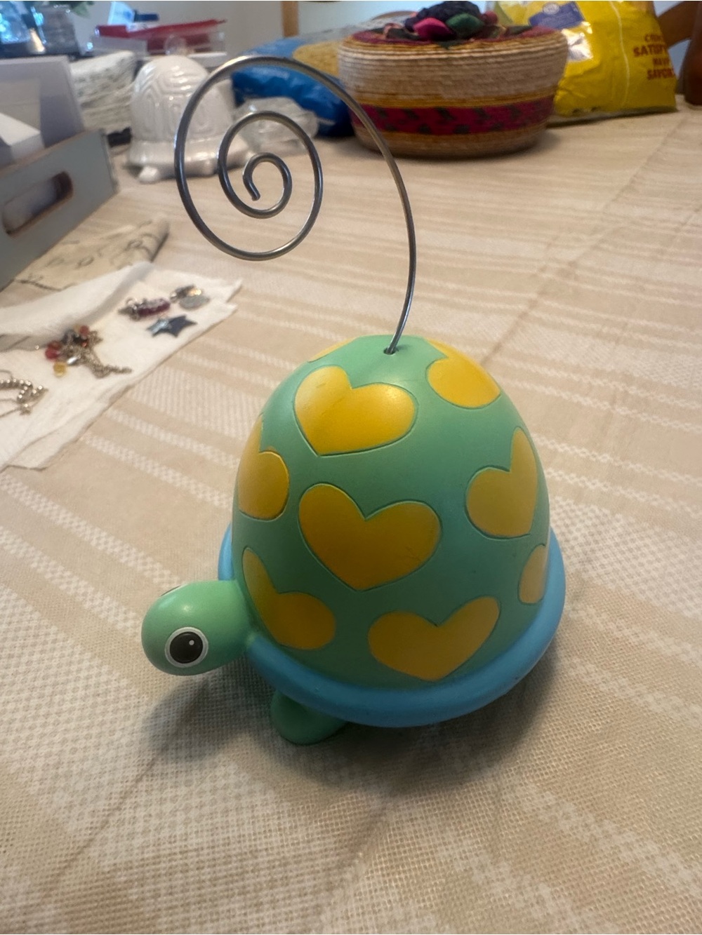 Cute Turtle Photo/Note Holder with Yellow Hearts